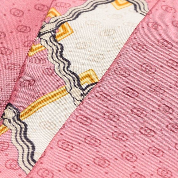NEW Gucci Snake and Rhombus Print Neck Bow Twilly Scarf in Pink - Picture 6 of 9